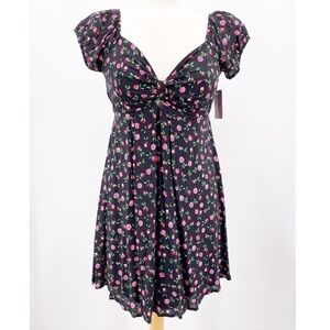 Dream Of Me Black Floral Mini Dress Size Medium